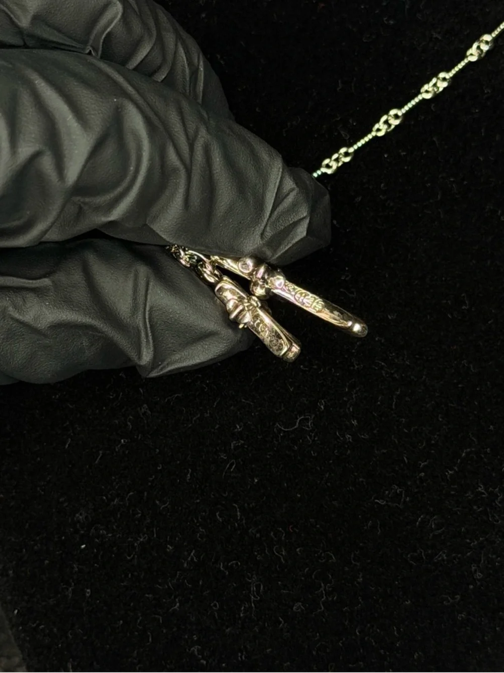 Chrome Hearts Pink Diamond Studded Double Floral Cross Unisex Necklace